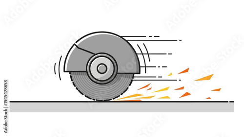Circular Saw Cutting Through Material with Sparks.