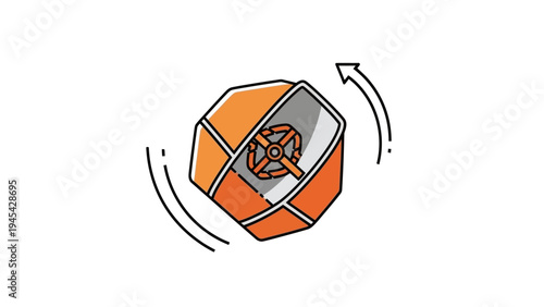 Orange Soccer Ball Spinning with Motion.