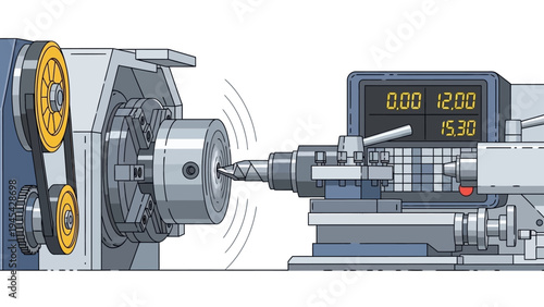 CNC Lathe Machine with Digital Display.