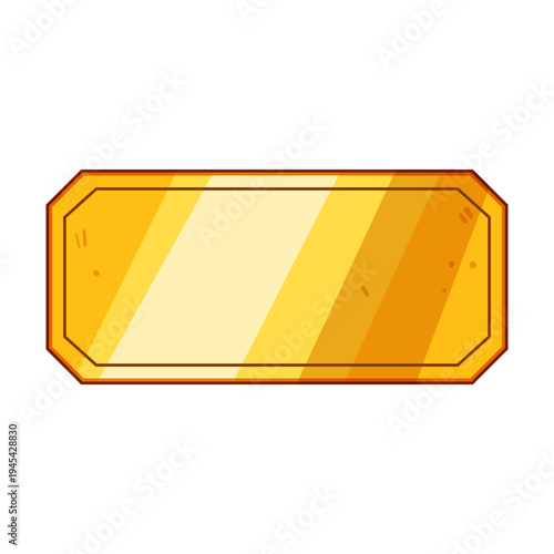 Golden blank ticket or coupon representing a valuable opportunity, exclusive access, unique prize, vip pass, success, or premium reward on a white background