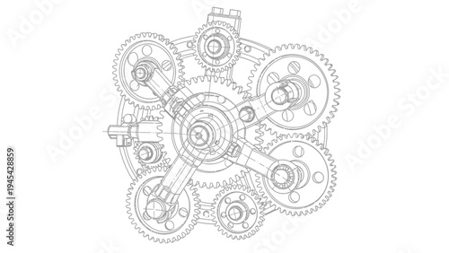 Interconnected Mechanical Gears and Cogs System.