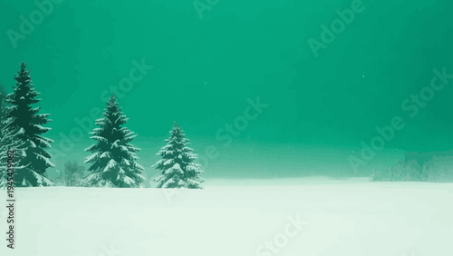 Snow Covered Pine Trees Winter Landscape.