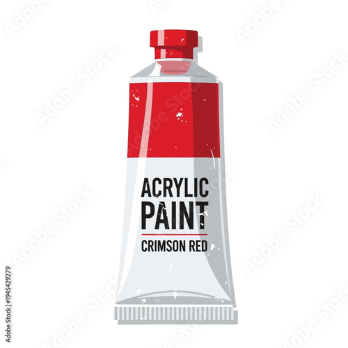 Crimson Red Acrylic Paint Tube