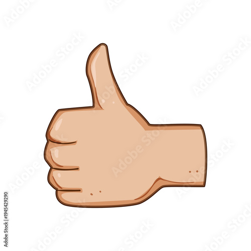 Hand making a positive thumbs up gesture, conveying concepts of agreement, success, approval, liking, and good feedback in a simple, clear cartoon style