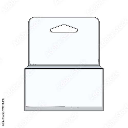 Blank retail hanging packaging box vector design offering a clean template for product branding and merchandising display on store shelves, suitable for various consumer goods