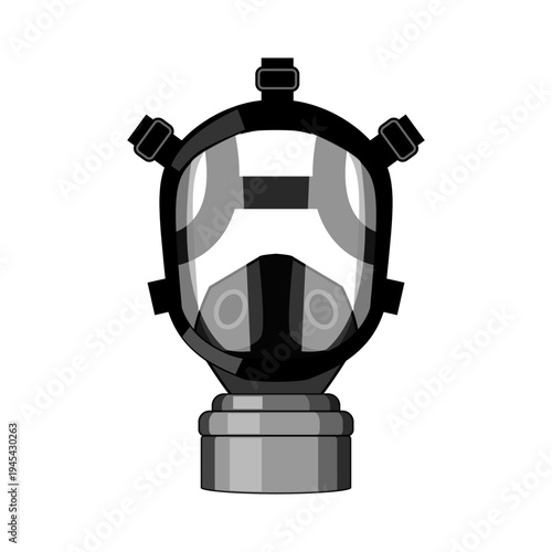 Gas mask illustrating protective equipment for safety against hazardous environments, airborne threats, chemical warfare, pollution, and biological agents