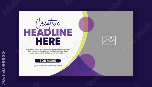 Trendy video thumbnail and social media cover banner marketing template for corporate business promotion, website banner advertising design, editable multipurpose layout for digital marketing