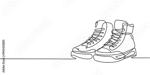 Pair Of Sneakers Shoes Continuous Line Fashion Vector Illustration