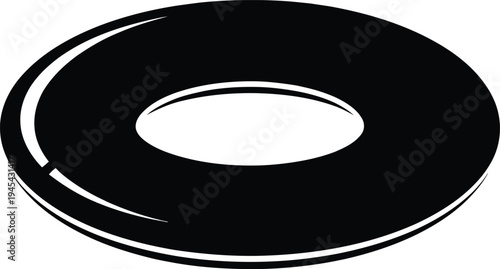 Black washer or gasket with a circular hole