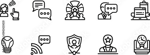 Collection of business and communication icons