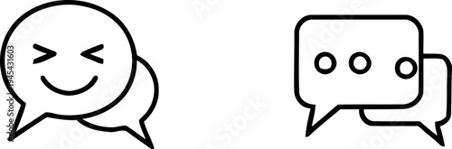 Two cartoon speech bubbles with smiling faces