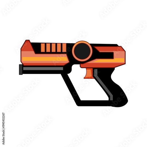 Stylized laser tag blaster illustration for interactive indoor or outdoor play, perfect for team games, kids entertainment and futuristic, fun recreational activities