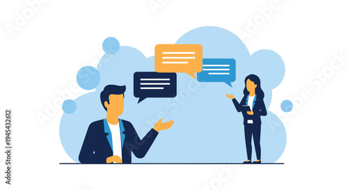 Vector illustration of business people communicating isolated on White Background