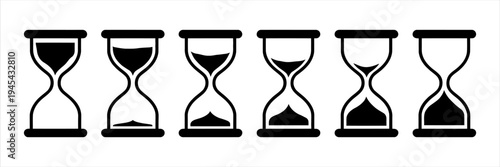 Hourglass icons showing progression of time passing in a sequence