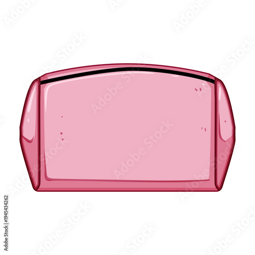 Pink makeup bag with zipper closure, clean vector illustration on white background, feminine cosmetic pouch for travel, storage and personal care, minimalist stylish design