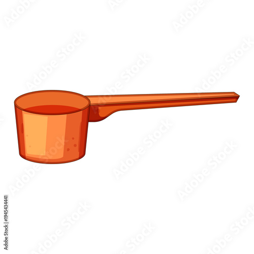 Orange measuring scoop providing a precise way to portion ingredients, supplements, and dry goods, essential for accurate cooking and nutritional control