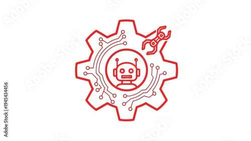 Robot Head Gear Mechanism Illustration Design.