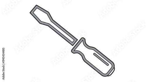 Screwdriver Tool Outline Simple Illustration Design.
