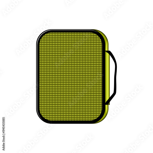 Green packing cube with a mesh front and side handle, representing efficient organization, travel essentials, and space saving solutions for luggage and daily belongings