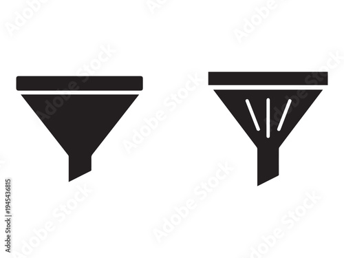 Funnel icons for filtering and selection processes  business and analytics tools