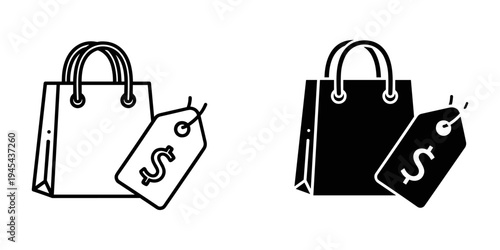 Shopping bags with price tags vector illustration, flat design