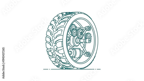 Detailed Illustration of a Motorcycle Tire.