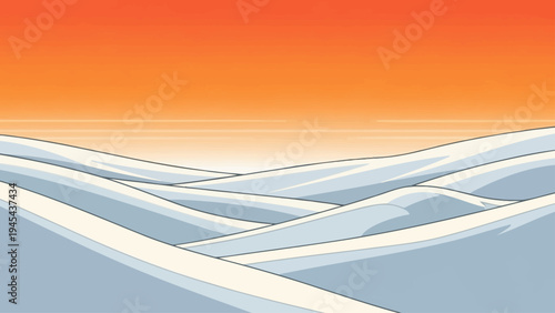 Wavy White Lines on Orange Background.