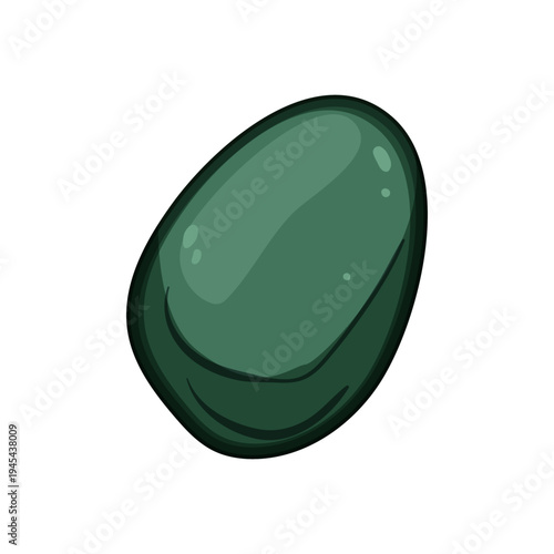 Smooth green river stone featuring a polished surface and elongated oval shape, embodying concepts of natural balance, tranquility, and organic simplicity