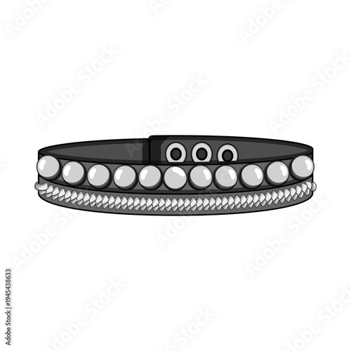 Black leather wristband with silver studs and textured chain, edgy punk rock accessory symbolizing gothic, street and alternative fashion style for youth and rebellious subculture
