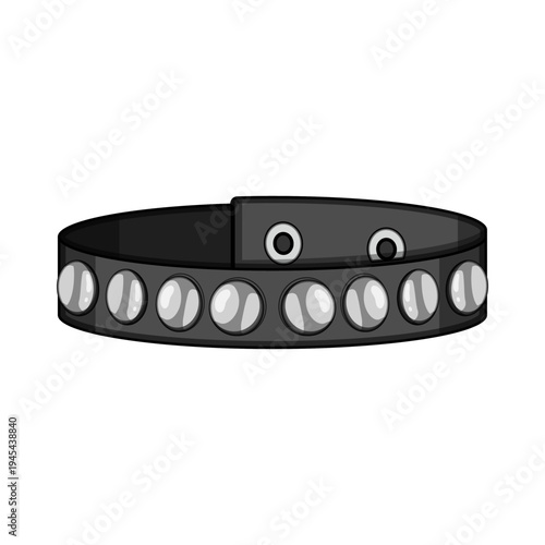 Black leatherette studded wristband with metal eyelets and shiny studs, edgy punk rock fashion accessory symbolizing rebellion, goth and glam rock street style for unisex wear