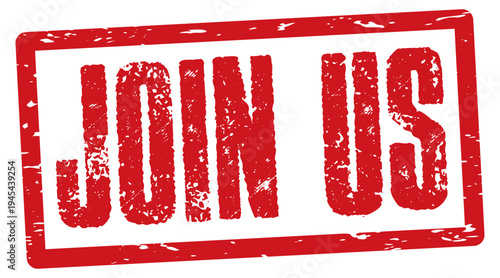 Join us red grunge stamp.