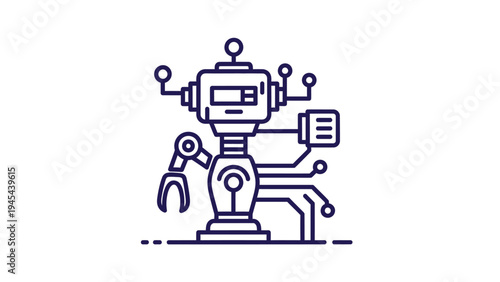 Robot Machine Learning Artificial Intelligence Icon.