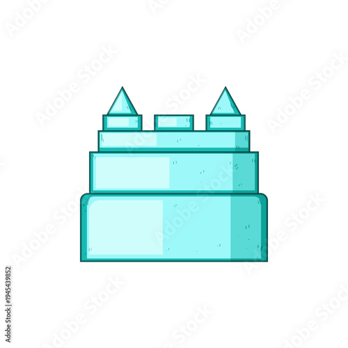 Stylized sandcastle creating a playful childhood memory symbol, representing summer holidays, beach leisure, and creative construction activities for kids playtime