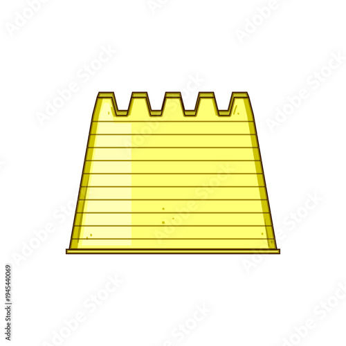 Yellow sand castle toy form showcasing a simple, clean, and classic bucket shape for beach play, representing childhood fun, summer holidays, and constructive activities