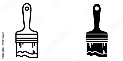 Black and white paint brushes vector illustration, flat design graphic