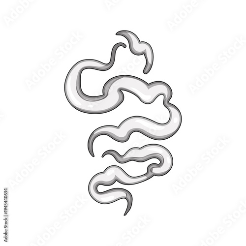 Rising grey cartoon smoke puff illustration creating an emission or vapor design element for digital graphics, representing steam, aroma, or air pollution concepts