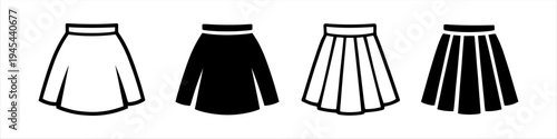 Versatile Skirt Fashion Icons Set Featuring Different Apparel Silhouettes