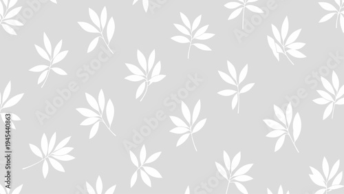White Cannabis Leaves Pattern on Gray.