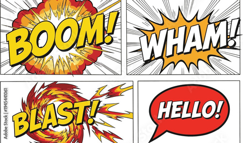 Set of 4 comic book speech bubbles vector