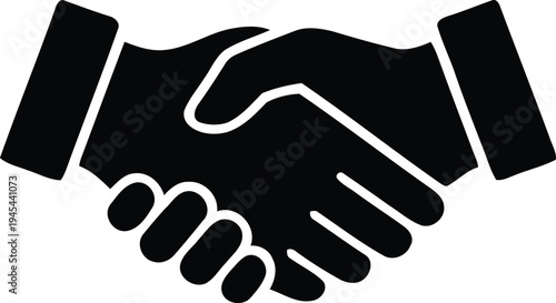 Professional handshake silhouette icon representing business partnership agreement cooperation and successful teamwork