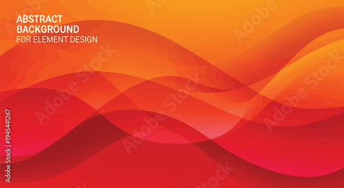 Abstract background with wavy orange red gradient design elements