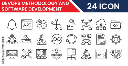 DevOps methodology and software development icons collection