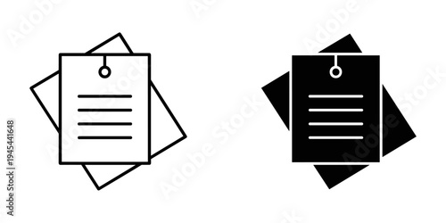 Black and white document icons with paper clips vector illustration