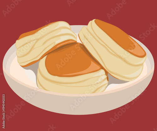 Vector art flat design of souffle pancakes, fully editable customize design. Suitable for product promotion, poster, social media.