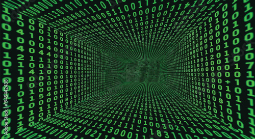 Green binary code tunnel vector background