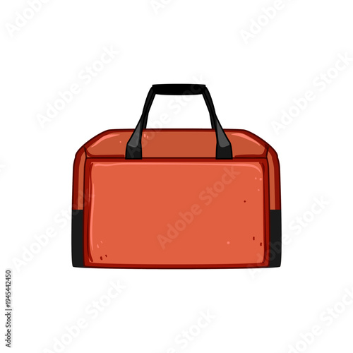 Red duffel bag for weekend getaways and short trips, stylishly designed for carrying clothes and essentials, compact, portable travel and gym accessory on white background