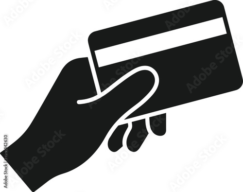 credit card payment icon, hand holding card symbol, digital transaction concept, online banking purchase, financial payment method illustration
