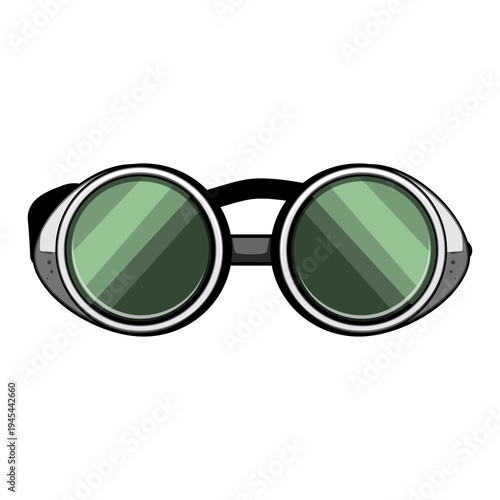 Welding goggles featuring round dark lenses with side shields, offering essential eye protection for industrial tasks and personal safety on a white background