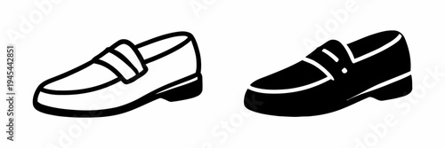 Elegant and versatile loafer shoe icons in line and filled styles for design projects