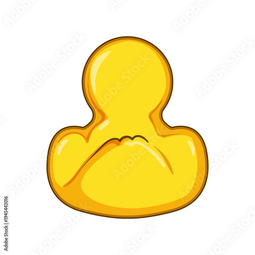 Yellow rubber duck toy with a cheerful, whimsical smile symbolizing childhood play and bath time, cute, minimal vector style mascot on a clean white background